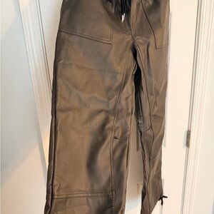 Men's Faux Leather Cargo Pants - Slate Brown